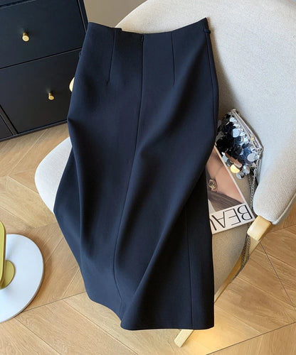 Elegant Slit Midi Skirt Women Fashion Black Bandage Split Suit Skirts  Office Ladies Korean Casual A Line Streetwear Skirt New.