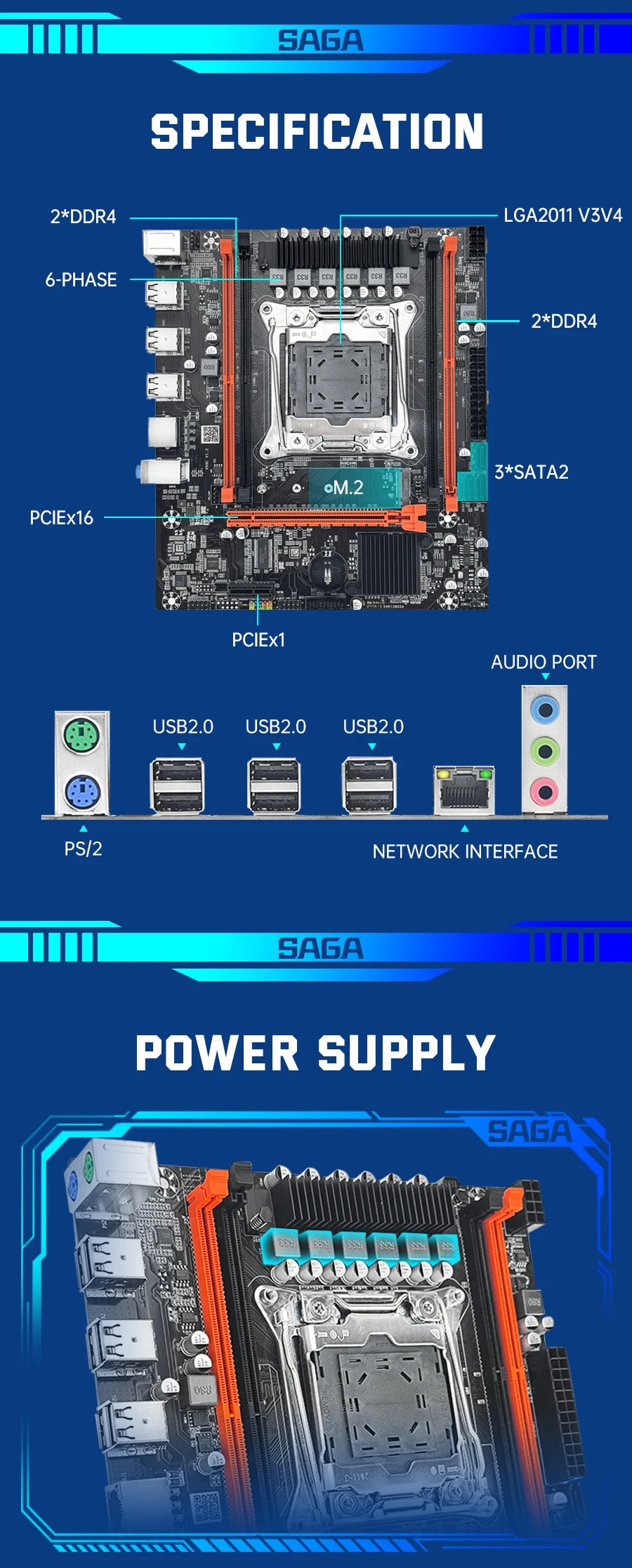 SOYO X99 Gaming Motherboard USB3.0 Dual Channel DDR4 Memory PCIEx16 LGA2011-3 Support M.2 NVME for Desktop Computer Components.