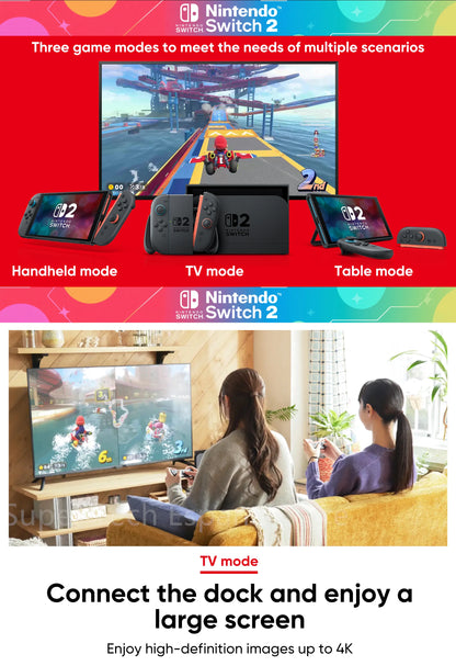 Nintendo Switch 2 7.9'' Screen Joy‑Con Handle Enhanced Audio Adjustable Console Includes Mario Kart World NS2 Original.