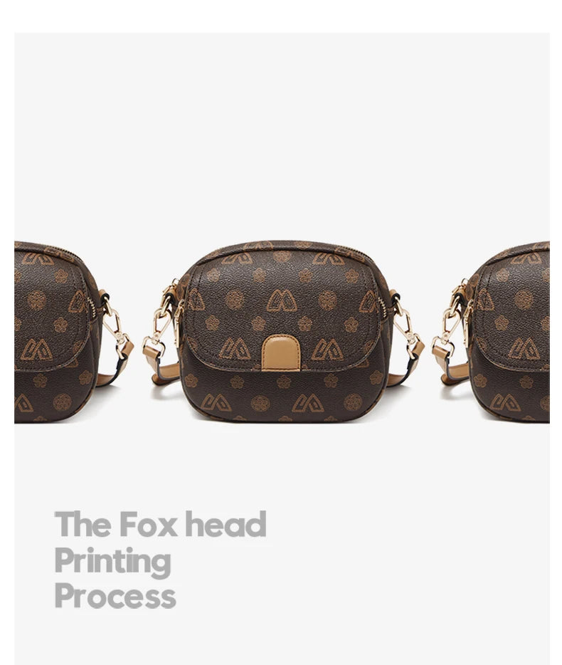 FOXER Women Small Shoulder Bag Fashion Monogram PVC Lady Crossbody Handbag with Adjustable Strap