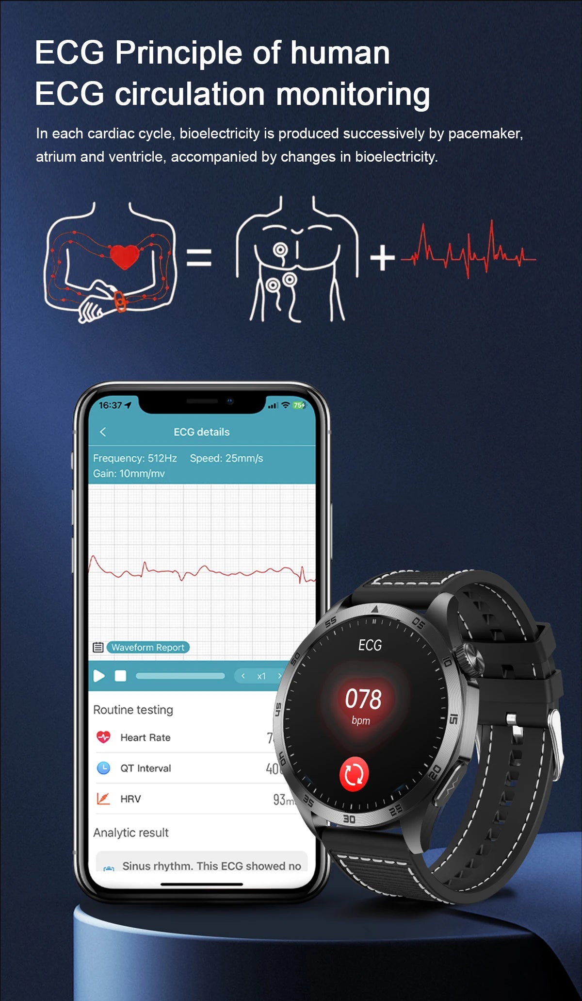 2025New Micro Physical Examination Blood Lipids Uric Acid Blood Pressure Smart Watch ECG+PPG Clock Bluetooth Call Smartwatch Men.