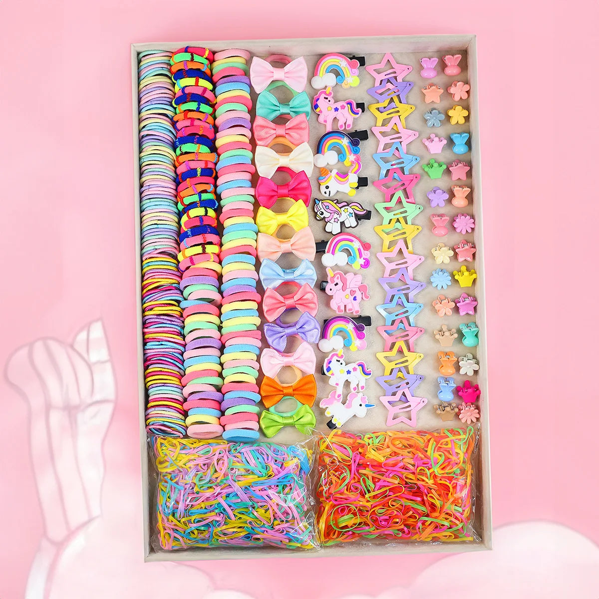 780-1800Pcs Colorful Hair Bands Set Nylon Ealstic Hair Ties Ponytail Hold Scrunchie Rubber Band Kid Baby Girls Hair Accessories.
