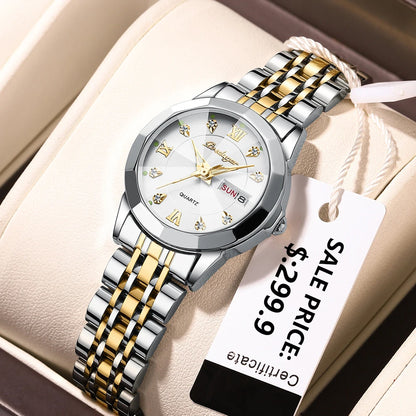 POEDAGAR Top Luxury Woman's Quartz Watch Waterproof Luminous Date Week Ladies Casual Watch Stainless Steel Elegant Women Watches.