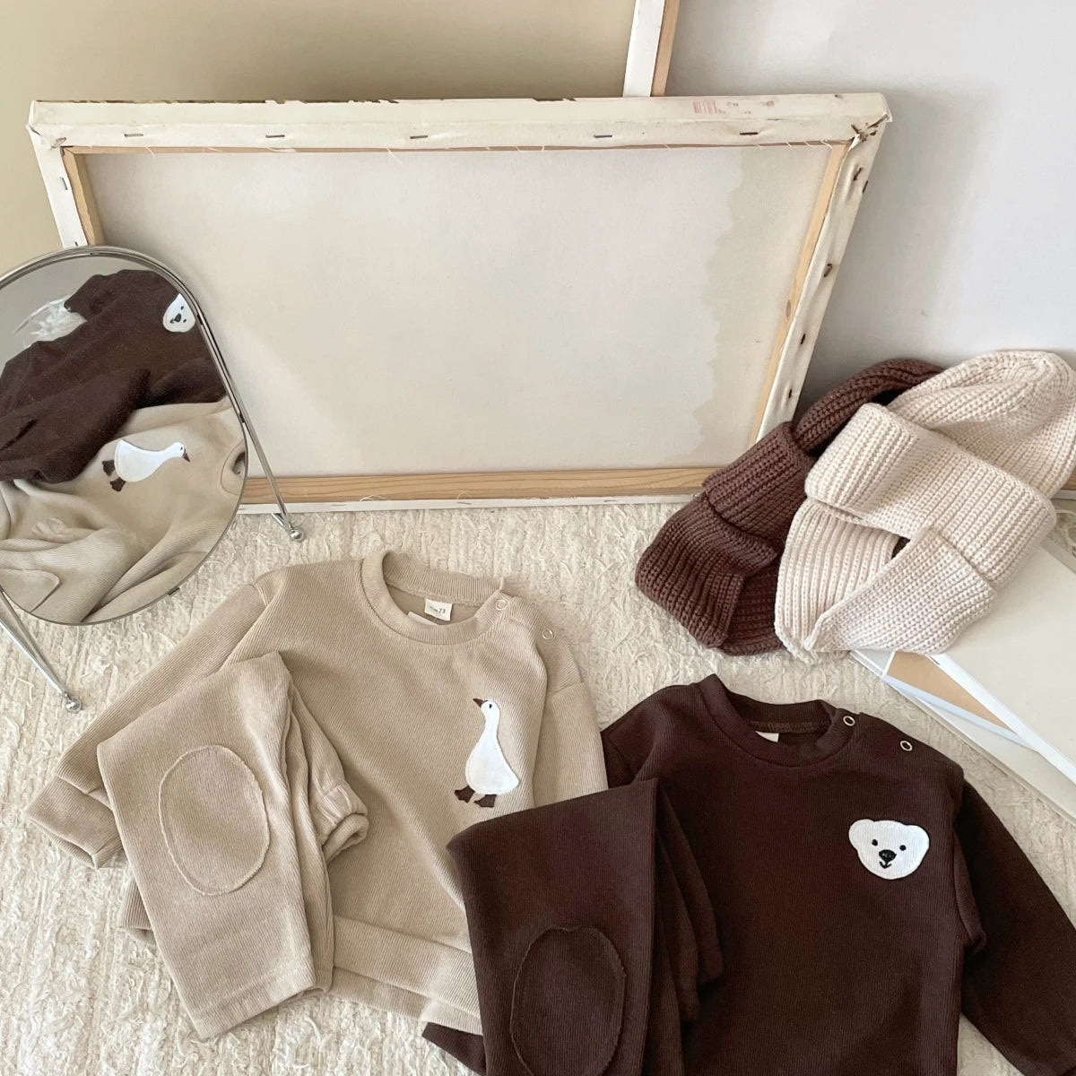 Infant Baby Jungen Mädchen Kleidung Neugeborenen Herbst Langarm Gans Bär Muster Baumwolle Tops Casual Hosen Kleinkind Kleidung Outfit Set.