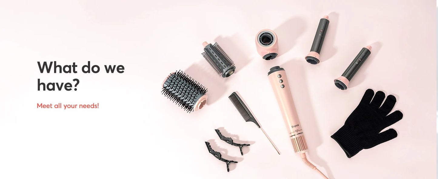 5 in 1 Hair Dryer,Multi Styling Tool,Straightener & 32mm Curling 300 Million Negative Ions Hair Care 1-3 Mins Quick Drying Gifts