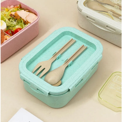 850ml Divided Lunch Box Portable Large Capacity Microwae Bento Box with Fork and Spoon Food Storage Container for School Camping.