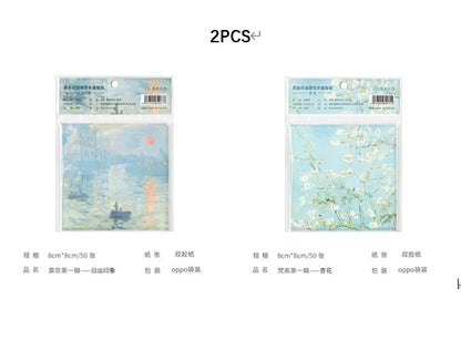 Malerei Memo Pad Monet Van Gogh Keine-klebrige Hinweis Aufkleber Scrapbooking DIY Notizblock Tagebuch Schreibwaren Schule Liefert.