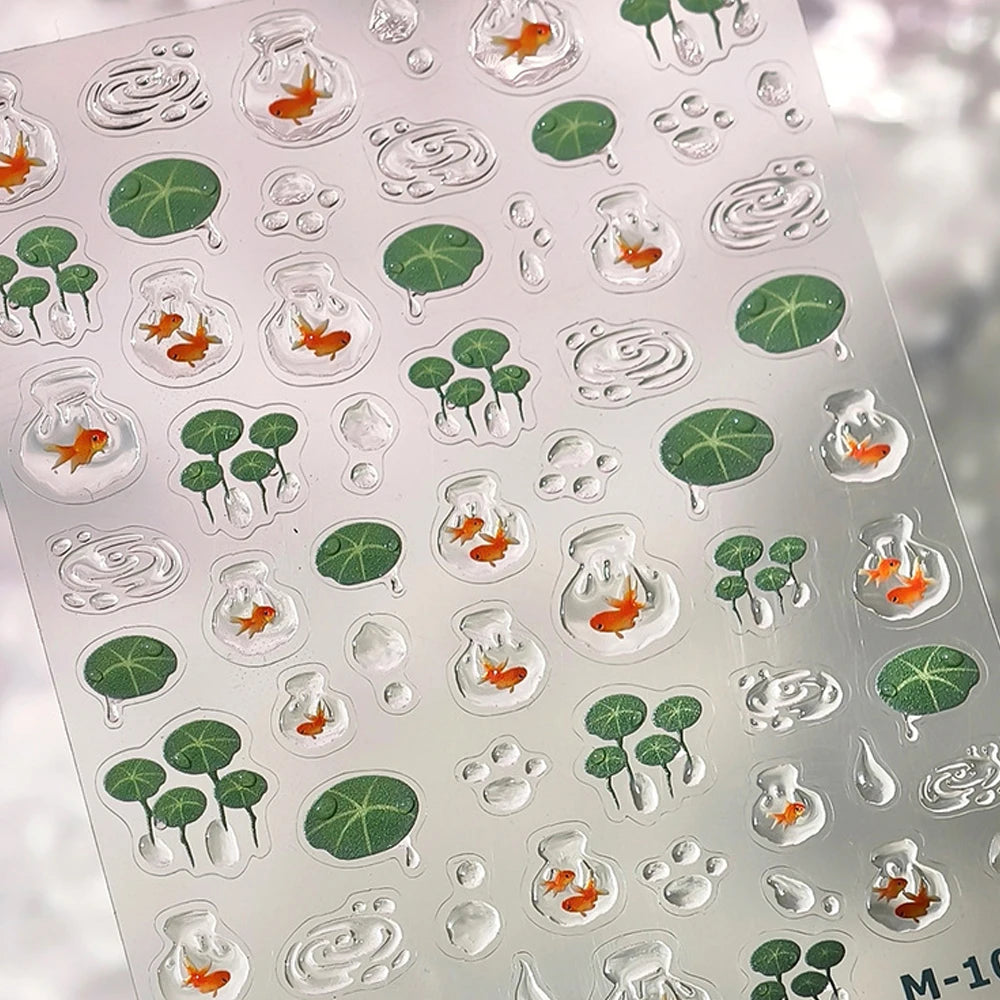 Ocean Theme 5D Nail Sticker Summer Beach Seashells Starfish Conch Scallop Shell Coral Self Adhesive Decoration Manicure Decal