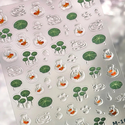 Ocean Theme 5D Nail Sticker Summer Beach Seashells Starfish Conch Scallop Shell Coral Self Adhesive Decoration Manicure Decal