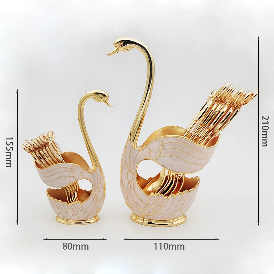 Swan-Shaped Cutlery Holder, Elegant Spoon and Fork Base, Luxury Tableware Storage, Stylish Kitchen Decor and Organizer for Home.
