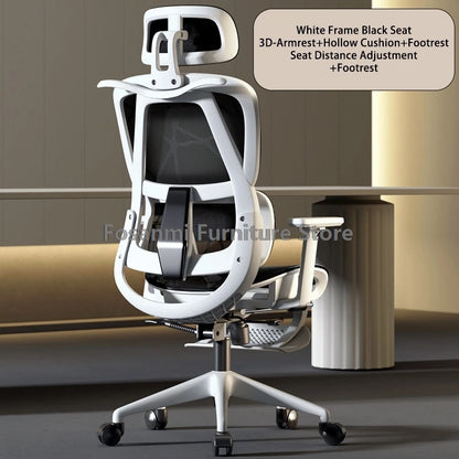 Atmungsaktiver Mesh-Computer-Bürostuhl mit Armlehne und Lordosenstütze, verstellbarer ergonomischer Schreibtischstuhl, Heim-Gaming-Kopfstützenstuhl