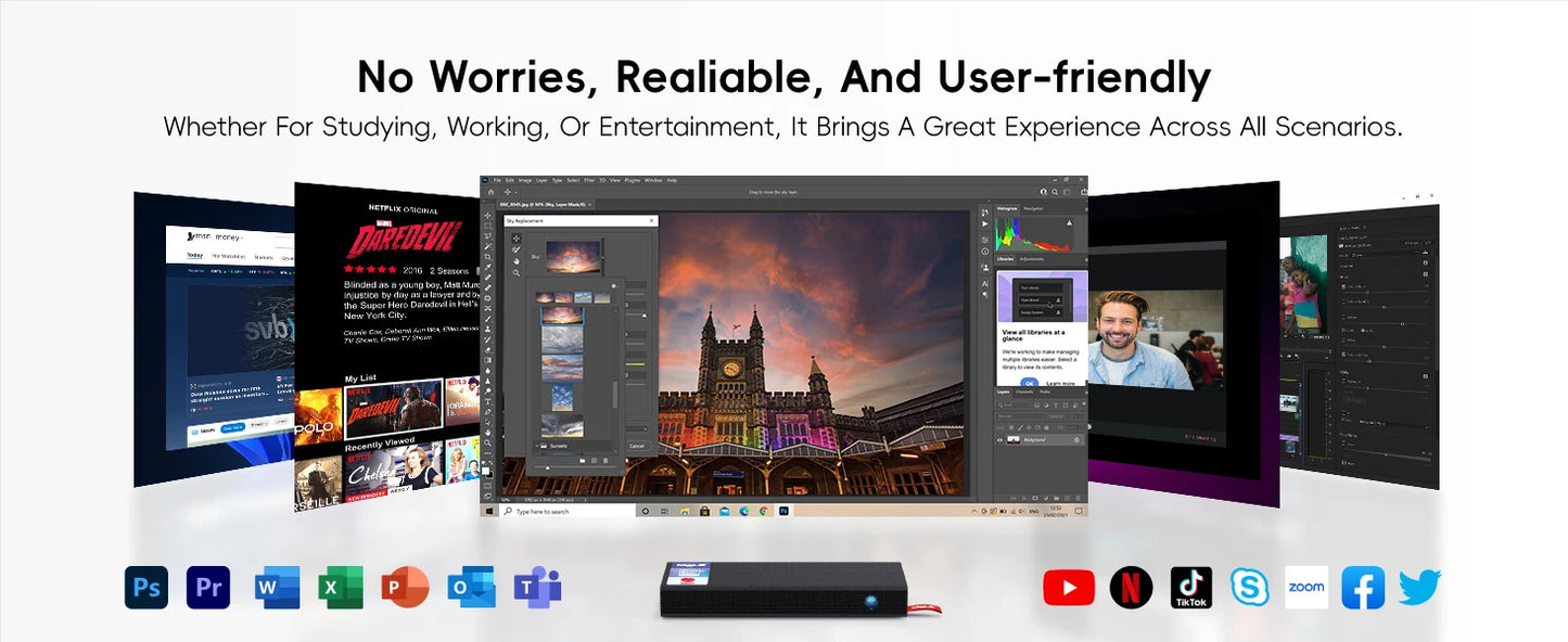 MeLE PCG02 Pro Fanless Mini PC Stick N5105 8GB/256GB, WiFi5 USB PD3.0, Micro Computer Desktop Dual HDMI, Gigabit Ethernet BT5.1.