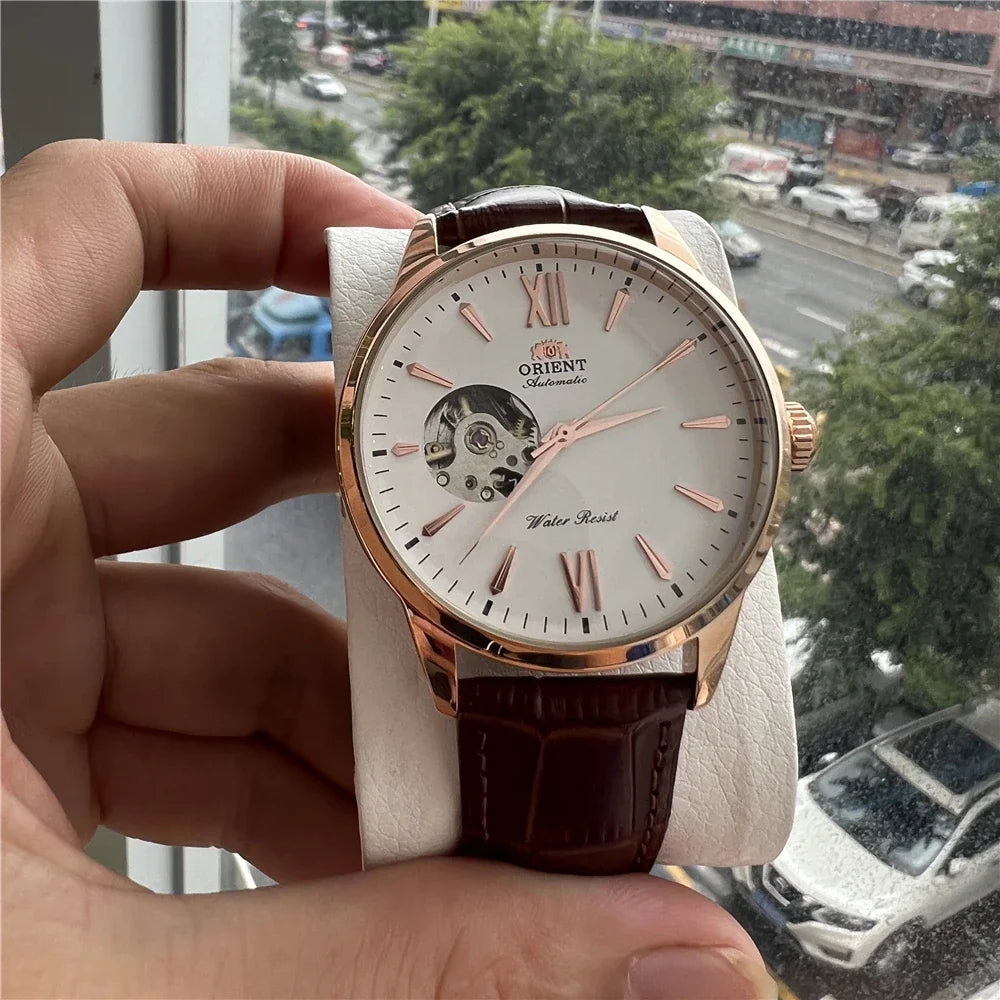 Orient Double Lion Classic Watch Series Refurbished Second Hand Automatic Mechanical Skin Watch Hollow Men's Watch RA-AG002.