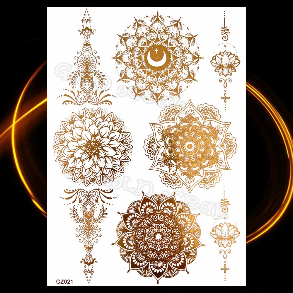 1PC Summer Style Men Women Body Art Gold Metallic Tattoo Sticker HYS-101 Chain Bracelet Fake Jewelry Waterproof Temporary Tattoo