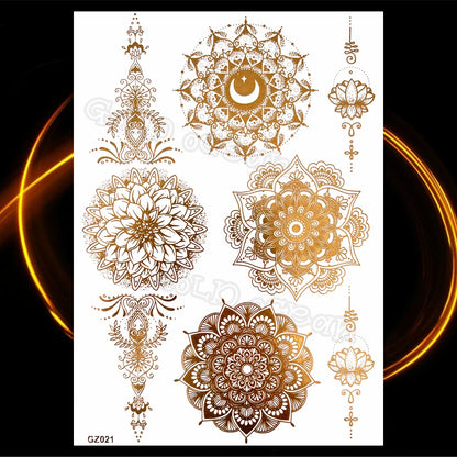 1PC Summer Style Men Women Body Art Gold Metallic Tattoo Sticker HYS-101 Chain Bracelet Fake Jewelry Waterproof Temporary Tattoo