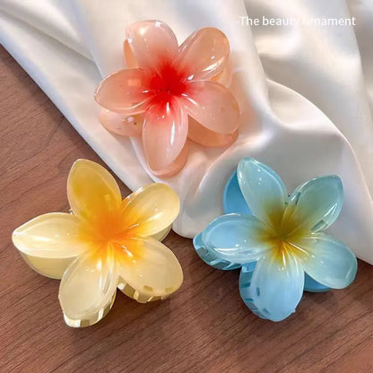 New Hawaiian Gradient Hair Clips Women Flower Hair Claws Shark Hairpins Vacation Beach Style Hairpins Hair Accessories.