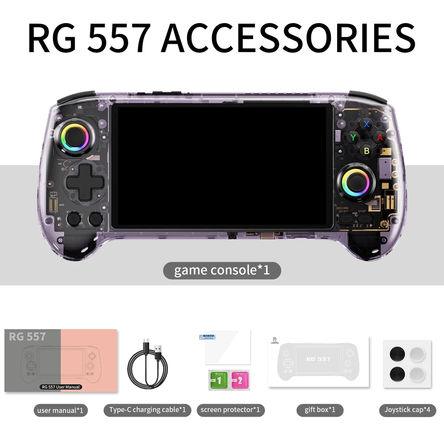 ANBERNIC RG557 Portable Retro Gaming Console Android 14 12g + 256g AMOLED Display 5.48 inches 512g PS2 PSP Games RG 557.