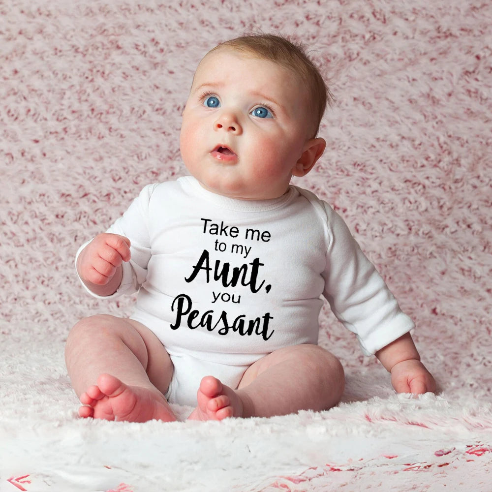 Take Me To My Tante You Baby-Body mit Bauernmuster, kurzärmelig, für Neugeborene, lockerer Komfort-Strampler, bestes Geschenk für Babys.