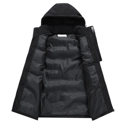 Compass Button Patch Style Men's Stand-up Collar Down Cotton Casual Vest Windproof Men's Jacket Slim Men's Hooded hat Wear.