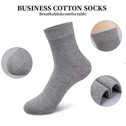 20Pcs/Lot Men's Pure Cotton Socks Plus Size Solid Color Casual Office Business Long Socks Breathable Soft Men's Socks EU39-48.