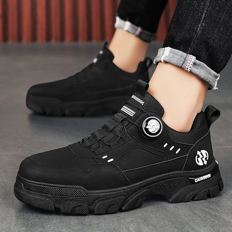 Men Sneakers Spring Autumn New High Top Men Casual Leathers Thick Soled Trendy Wear Resistant Short Boots Platform Sports Shoes.