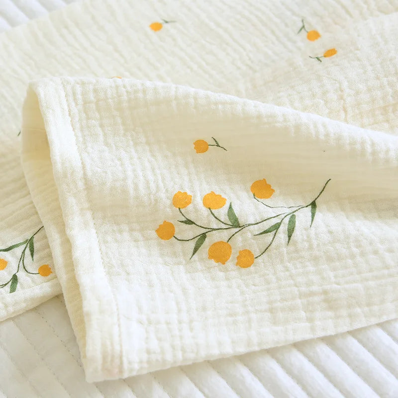 Neuer Sommer-Damen-Pyjama aus Baumwollkrepp, dreiteilig, kurzärmelig + Shorts + Hose, große Größe, einfacher Blumen-Pyjama, Heimservice-Anzug