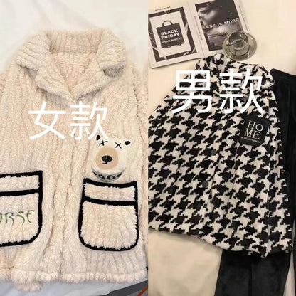 Winter Fleece-gefüttert Verdickte Korallen Fleece Pyjamas Für Männer Lange Plüsch Geeignet Für Oberbekleidung Hause Tragen Paar Pyjamas Set für