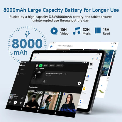 ALLDOCUBE iPlay60 Lite Tablet 10.95" 60Hz Display Unisoc T606 12GB(4GB+8GB Virtual)RAM 128GB ROM 4G LTE 8000mAh Android 14.