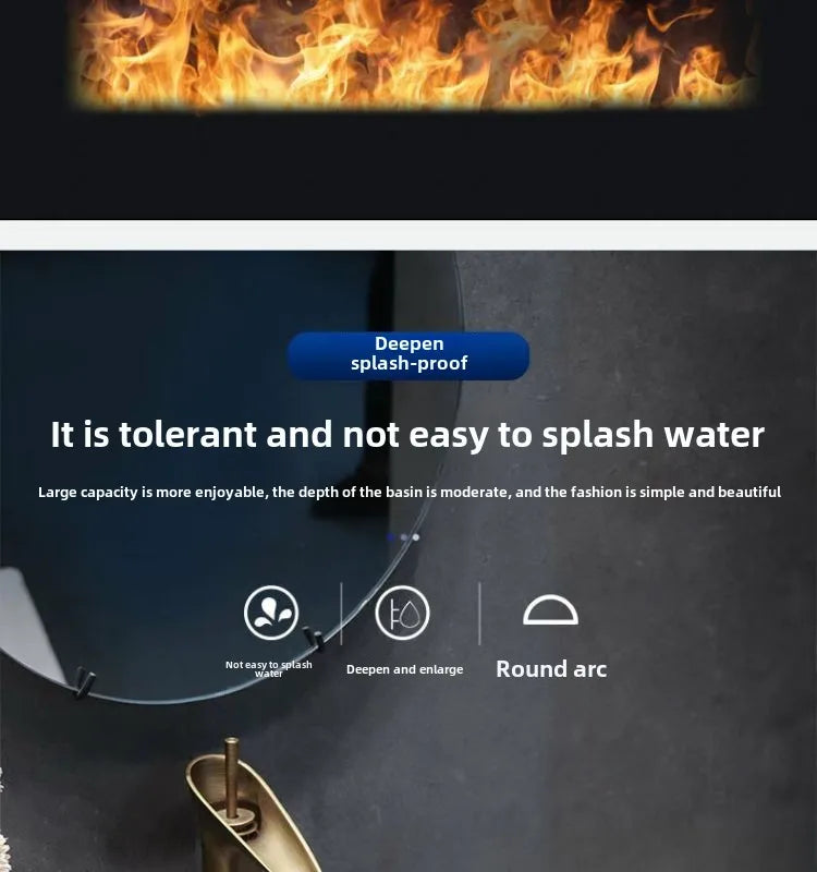 Jingdezhen Keramikgefäßwaschbecken – handgefertigtes rustikales Schwarz- und Sandkunstwaschbecken mit Spritzschutz-Design für den Badezimmer-Waschtisch individuell anpassbar