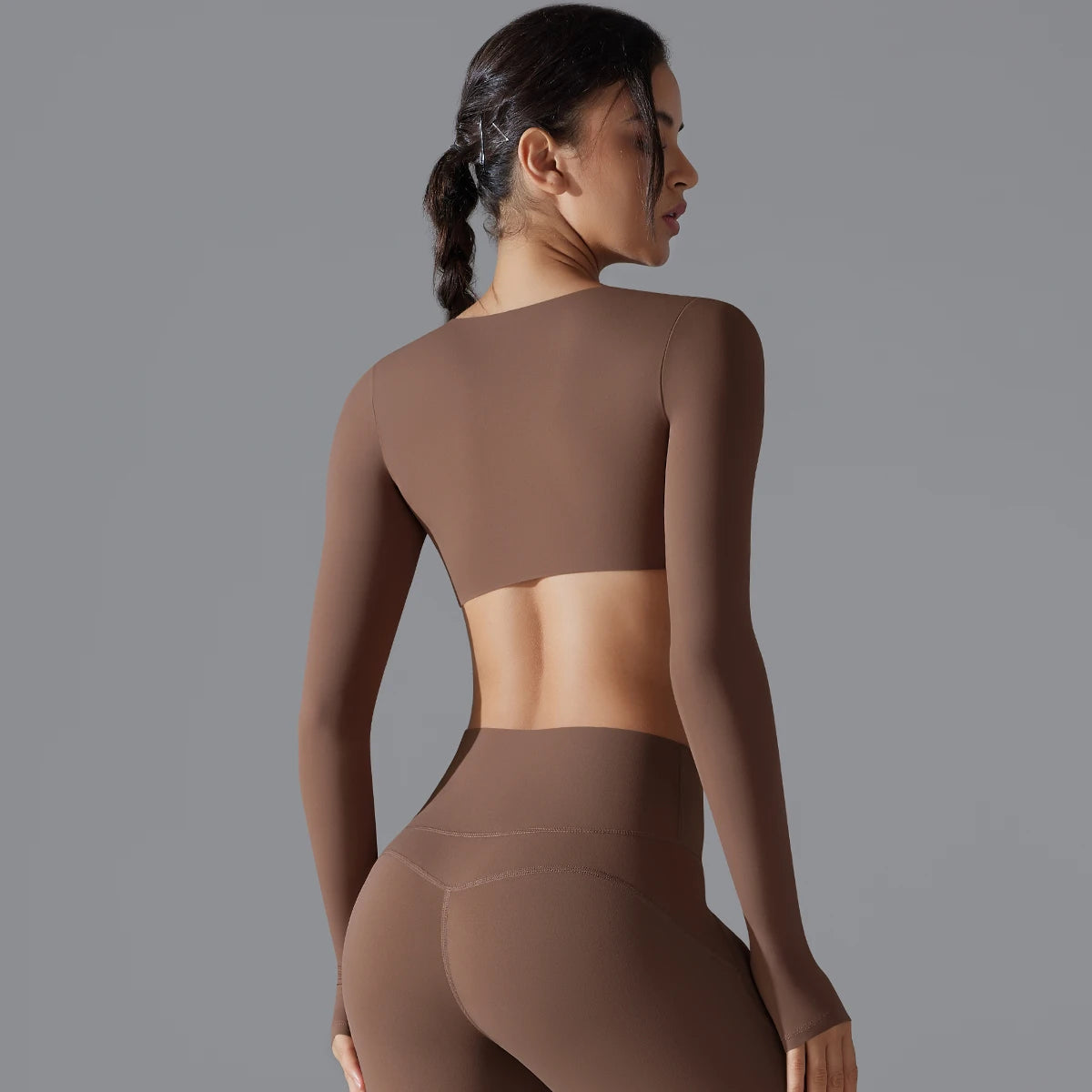 Yoga Long Sleeve Slim Sexy Breathable Quick Drying Sport Brassiere Gym Push Up Shockproof High Intensity Pilates Clothes Women.