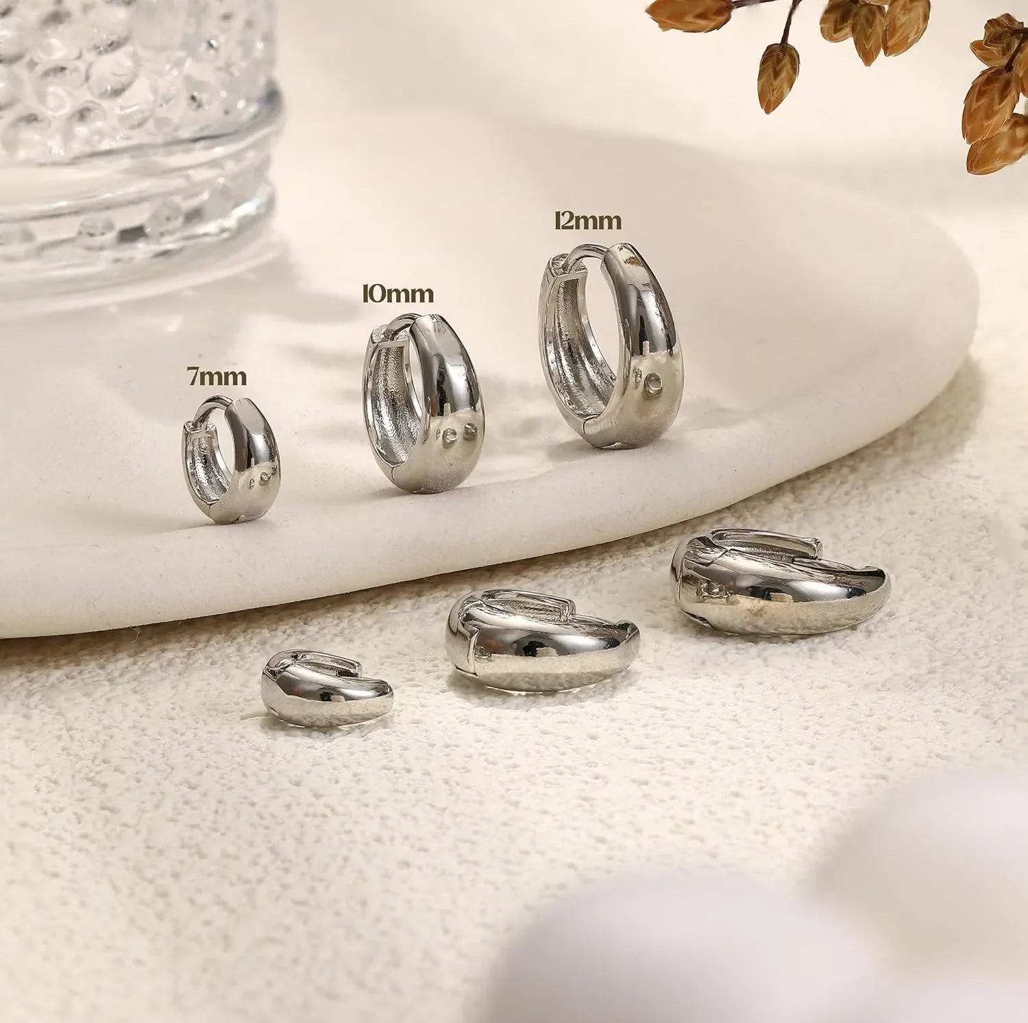 3Pairs Hoop Earrings Set for Women Gold Silver Plated Earring Hypoallergenic Small Huggie Hoops Lightweight Hoop Earrings Stack.