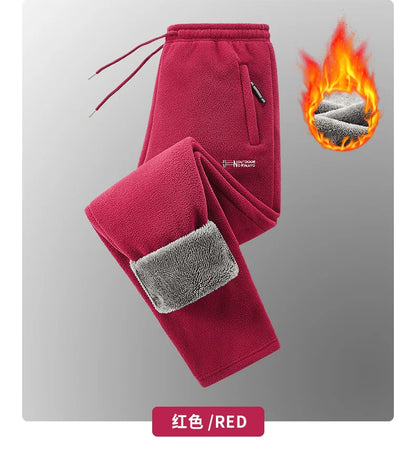 Winter Fleece Ski Pants Men's High Quality Extreme Cold Wool Thick Warm Trousers Women New 2025 Outdoor Camping Work Sweatpants