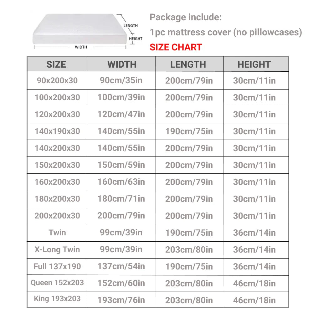 Waterproof Mattress Protector with Zipper Soft & Breathable Noiseless Mattress Cover for Single or Double Bed, Queen/King Size.