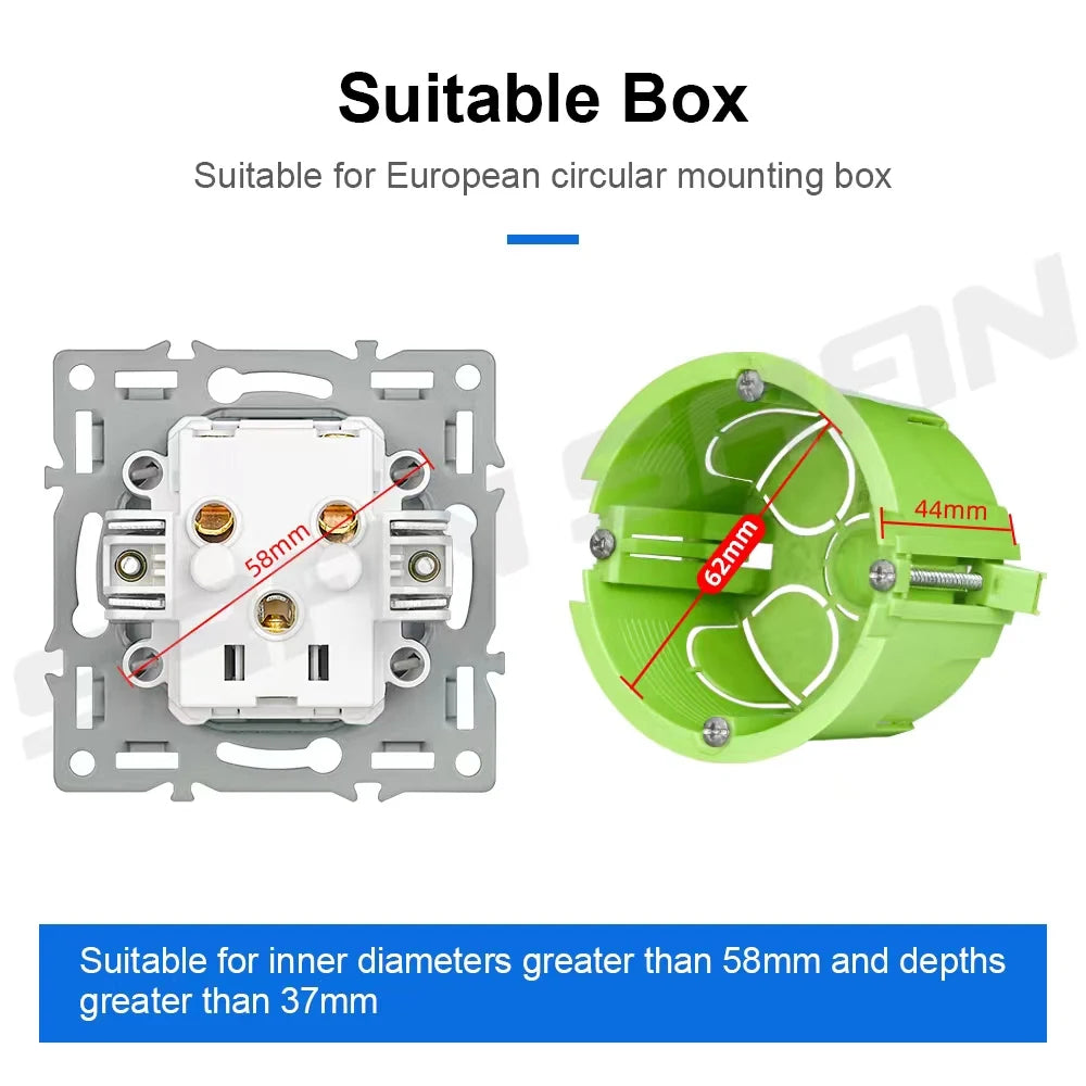 SRAN F6 Serie mehrere Rahmen Weiße Panel aus gehärtetem Glas, EU FR UN-Steckdosen und Schalter Dimmer-Lüfter-Fußlampe Rj45-Modul DIY.