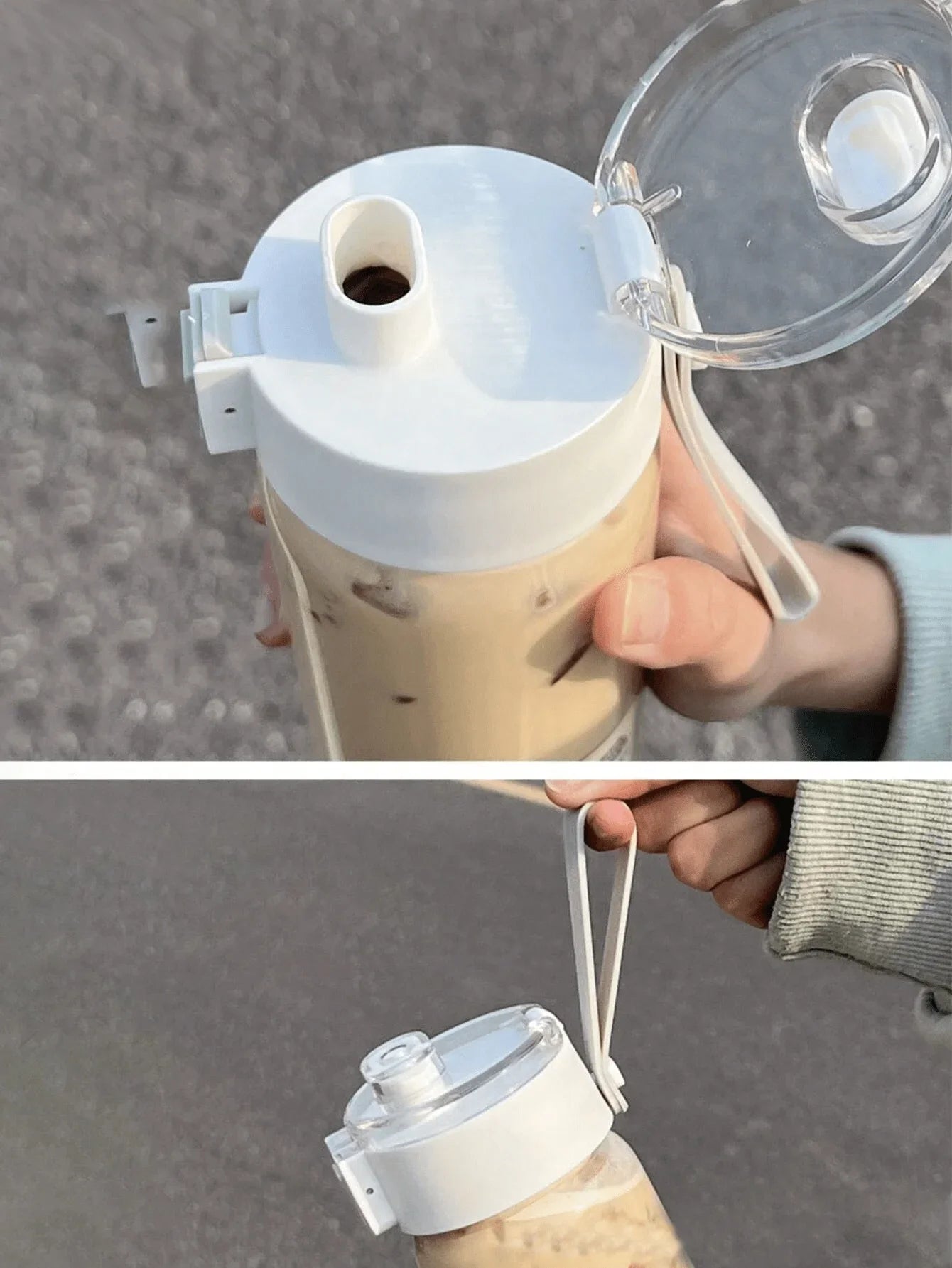 Portable Plastic Water Bottle Sports Fitness Large Capacity Transparent Cup with Tea Compartment Outdoor Anti-drop Water Bottle.