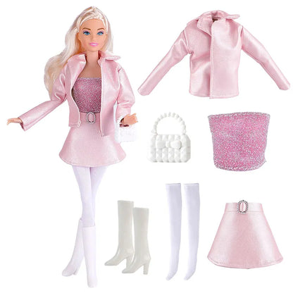 NEW 25 Style Doll Clothes Outfits Pink Winter Sweater Coat Dress Pant Costume Doll House Accessories Christmas Girls Gift