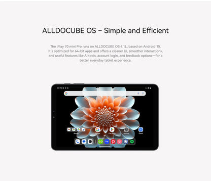 ALLDOCUBE iPlay70 mini Pro Tablet 8.4" 90Hz Display MT8791 16GB（8GB+8GB Virtual）RAM 256GB ROM 4G LTE 6050mAh Android15