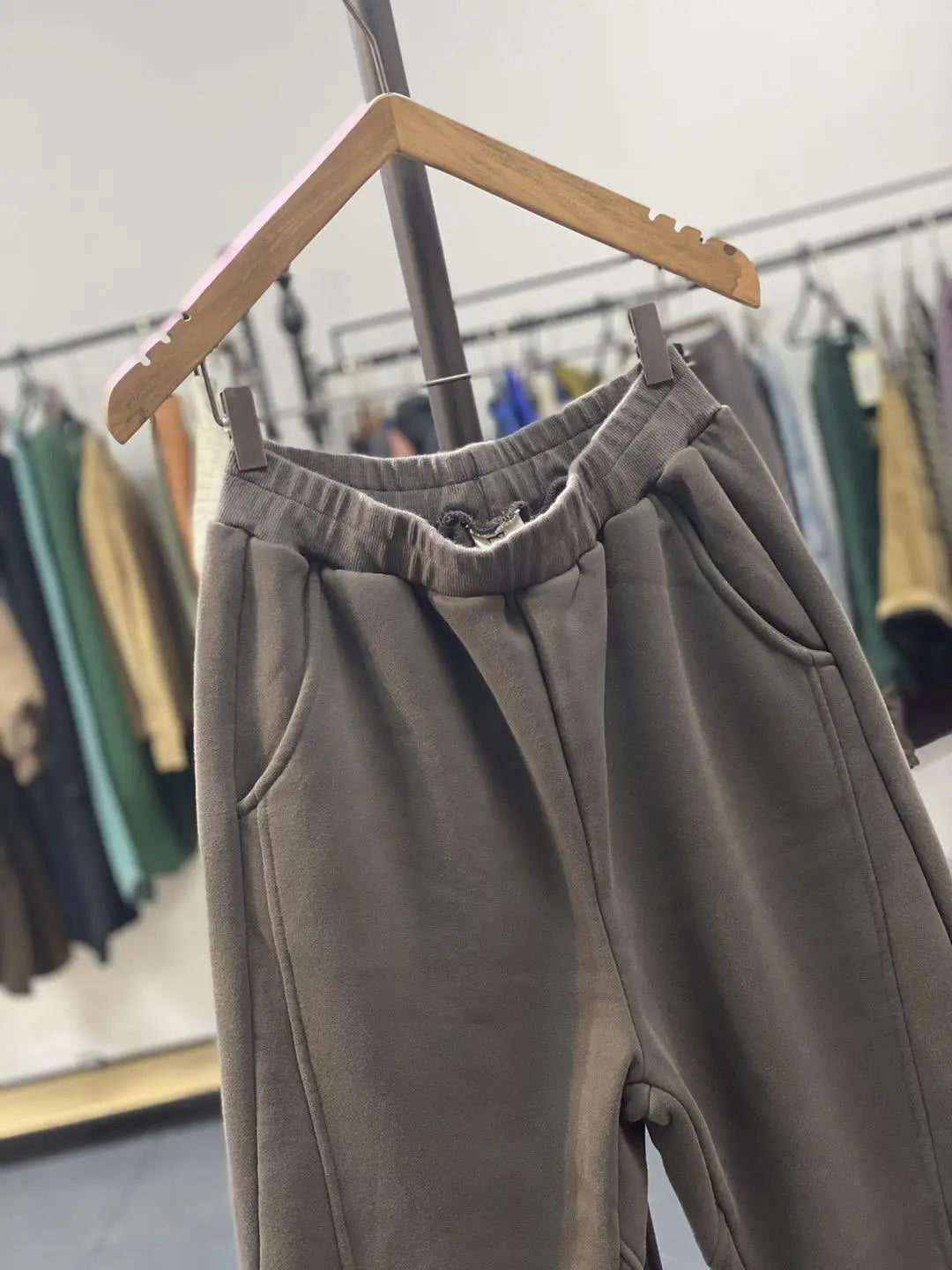 Autumn/Winter 150kg American Retro Cuffed Casual Trousers Men's Korean Slimming Patchwork Fleece-lined Harem Trousers Sweatpants.