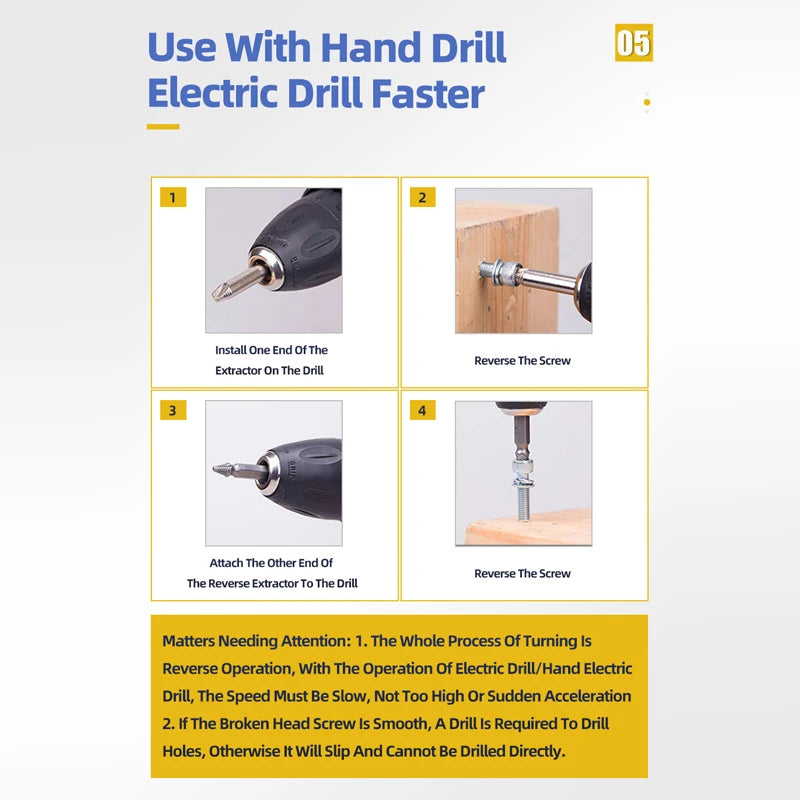 TOOLEYE Beschädigte Schraube Extractor Set Zentrum Bohrer Set Holzbearbeitung Werkzeuge Gebrochene Bolzen Extractor Schrauben Schrauben Entferner Extractor