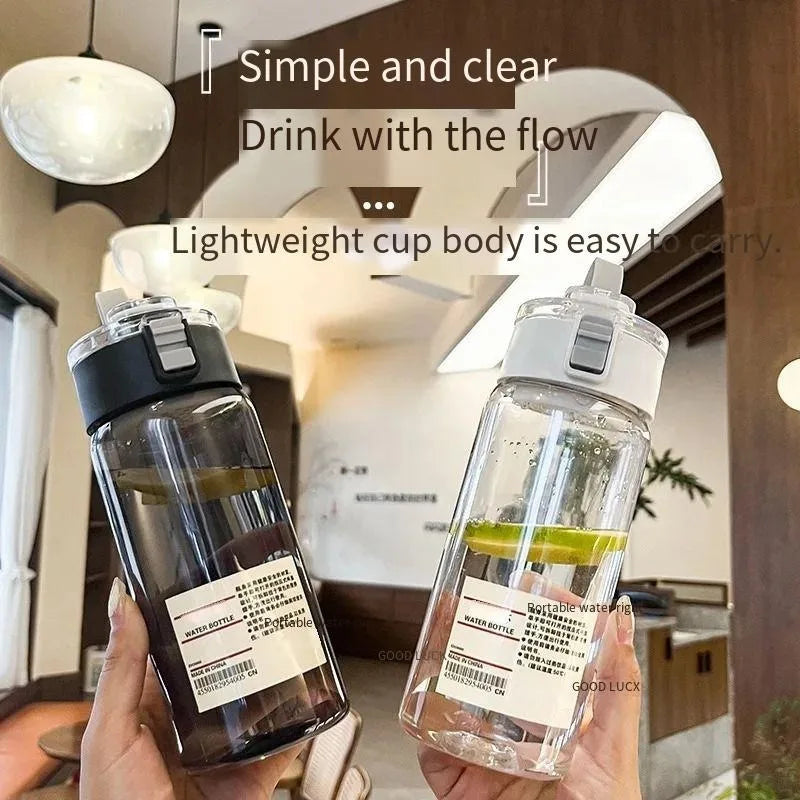 Water Bottle With Time Scale Portable Transparent Kawaii Water Bottle Sports Water Cup Plastic Handy Cup.