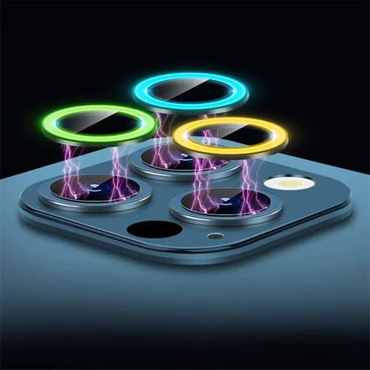 Night Light Luminous Metal Glass Camera Lens Protector for IPhone 16 15 14 1311 Pro Max Plus 12 Mini 16Pro Ring Lens Film Cover.