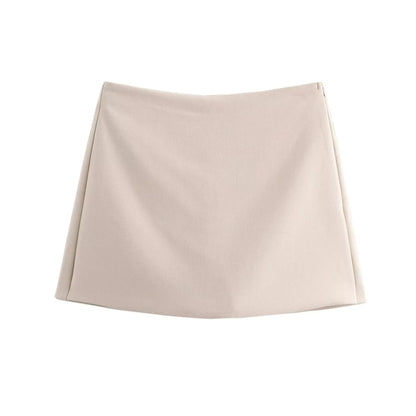 High Waist Solid Skort for Women Fashion Side Zipper Female Shorts Skirts Mujer.