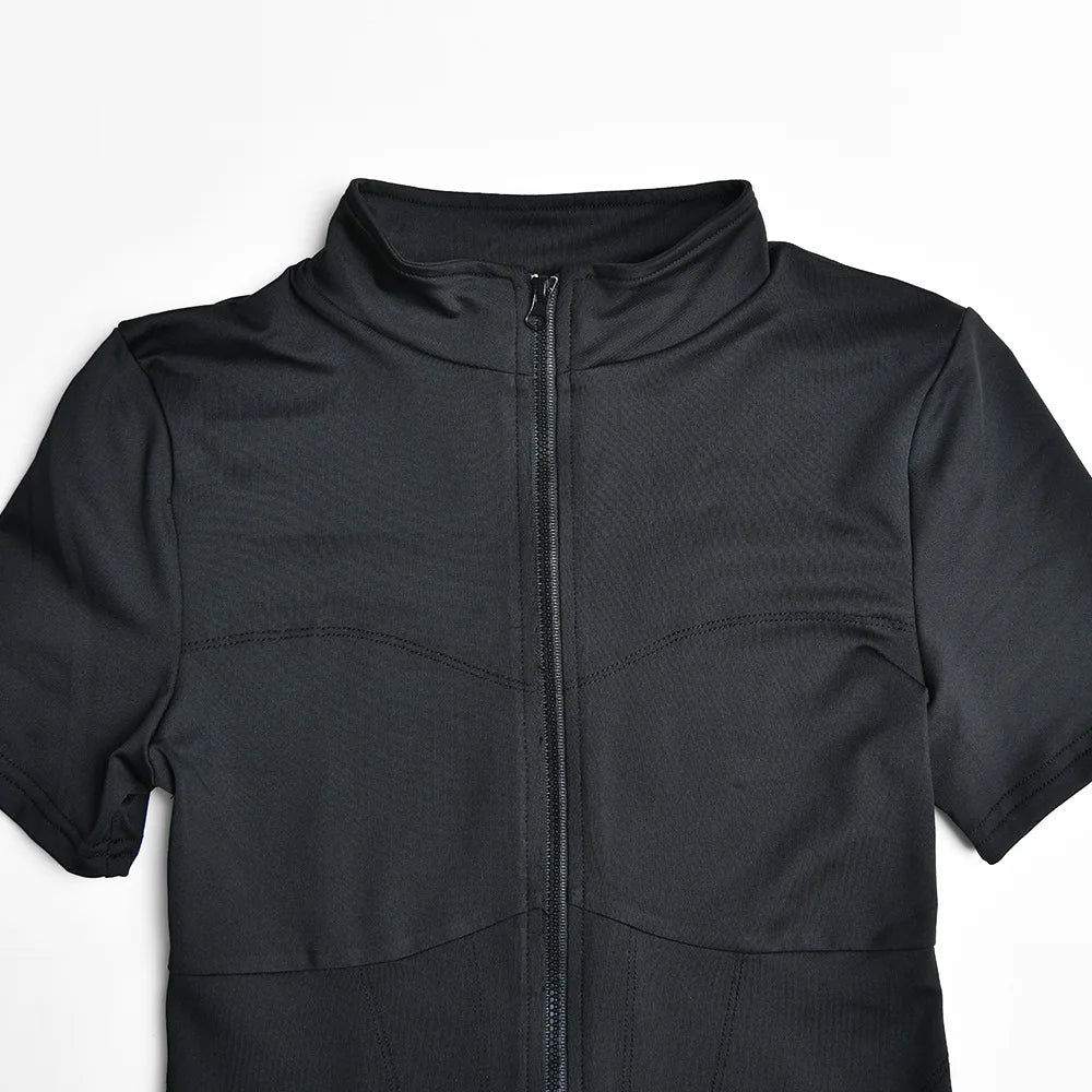 Elegant Women Zip-up O-neck Long Sleeve Jumpsuit Streetwear 2025 Summer Autumn Female Overalls One Piece Fitness Sports Bodysuit