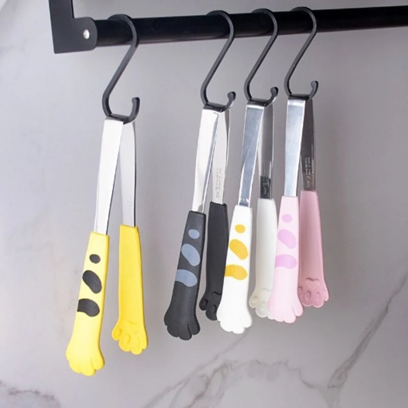 Sandwich grill clip Non dirty hand food baking clip Stainless steel salad bread barbecue clamp Cute cartoon cat paw dinner tongs.
