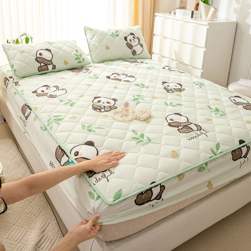 Waterproof Mattress Cover Cartoon Style Bed Covers Quilted Fitted Sheet постельное белье Thickened Bedspread(No Pillowcase)