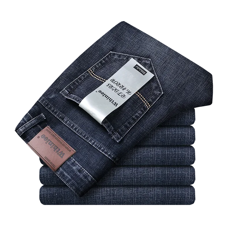 Wthinlee Neue Business männer Jeans Casual Gerade Stretch Mode Klassische Blau Schwarz Arbeit Denim Hosen Männliche Marke Kleidung.