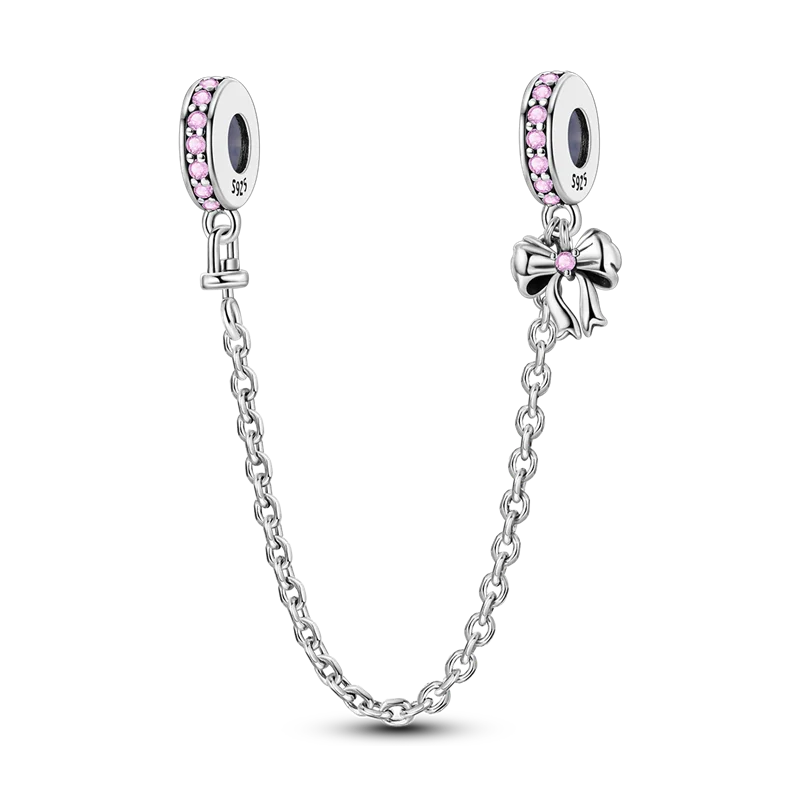 Silver Clasp 925 Sterling Silver CZ pave Clip Charms Daisy Beads Stopper Safety Chain fit Original Bangle Bracelet Jewelry Clip