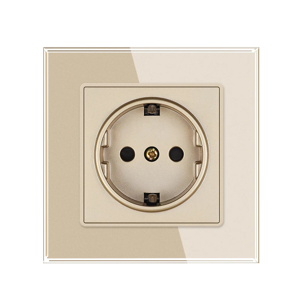 SRAN Eu-Steckdosen 220 V 16 A 82 x 82 mm Glas-Doppel-Dreifach-Wandstecker Russland Spanien Eingebautes Heimbüro