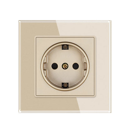SRAN Eu-Steckdosen 220 V 16 A 82 x 82 mm Glas-Doppel-Dreifach-Wandstecker Russland Spanien Eingebautes Heimbüro
