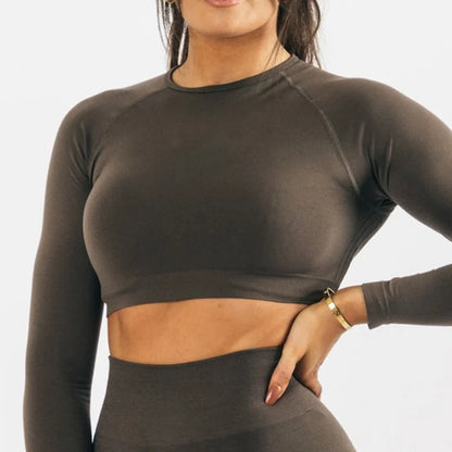 Seamless Workout Gym Training Shirts Long Sleeve Sports T-shirts Women Athletic Crop Sport Shirt Sportswear Yoga Clothes